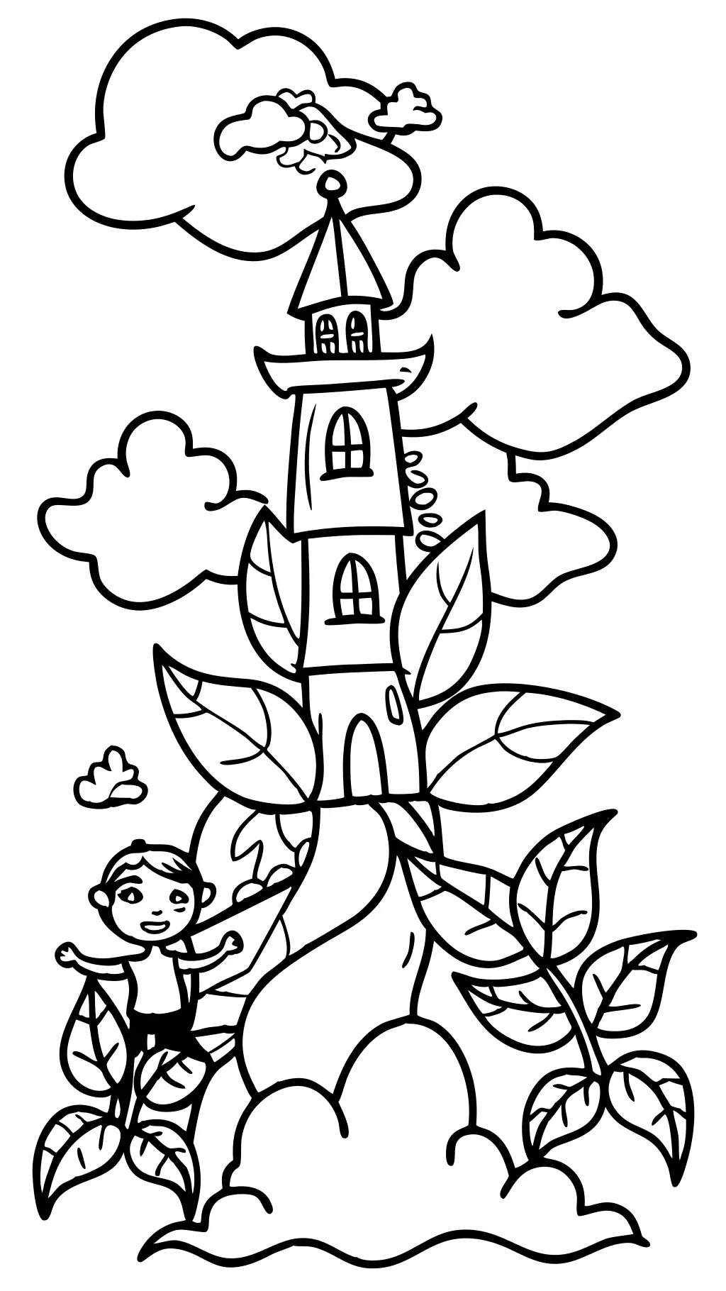 Jack y la página para colorear de Beanstalk